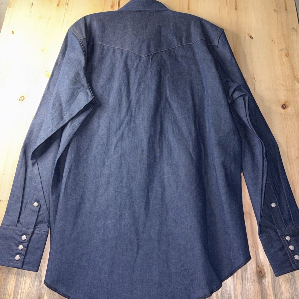 NWT Vtg Wrangler Denim Cowboy Cut Blue Pearl Snaps Mens Size Large Classic Fit - Picture 7 of 7